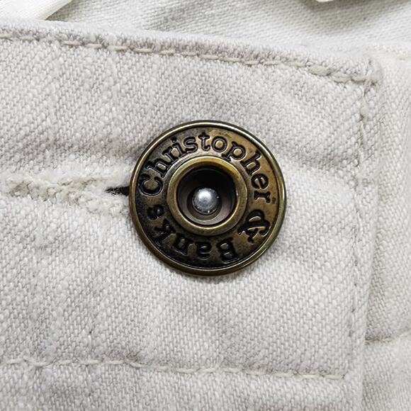 Christopher & Banks Jeans Women 14 White Stretch Crop Capri Side Slit Stretch - Picture 2 of 13